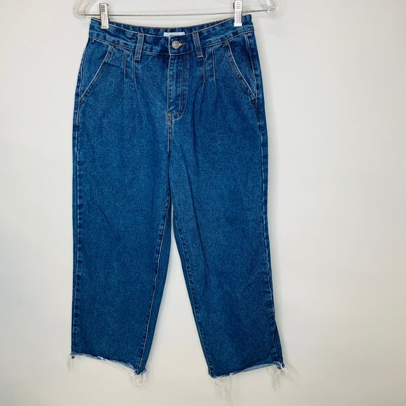 Cropped High Waist Wide Leg Jeans Sz 26 - Picture 2 of 6